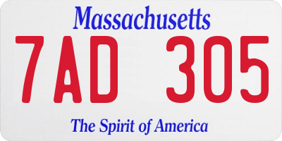 MA license plate 7AD305