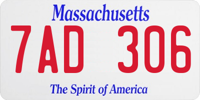 MA license plate 7AD306