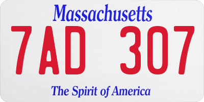 MA license plate 7AD307