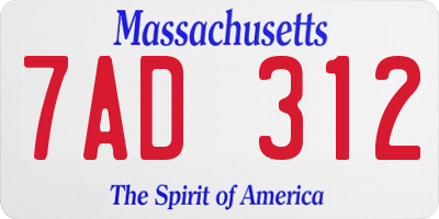 MA license plate 7AD312
