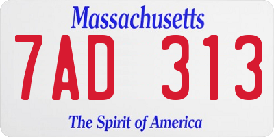 MA license plate 7AD313