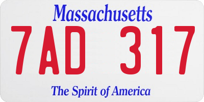 MA license plate 7AD317