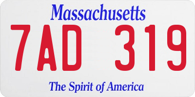 MA license plate 7AD319