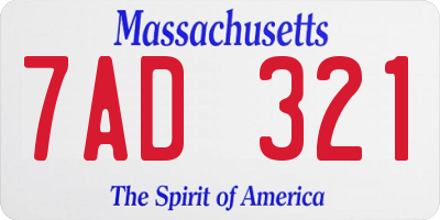 MA license plate 7AD321