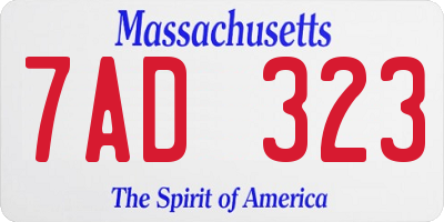 MA license plate 7AD323