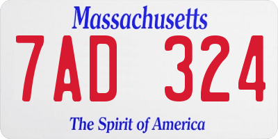 MA license plate 7AD324