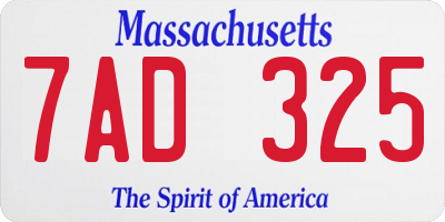 MA license plate 7AD325