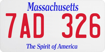 MA license plate 7AD326