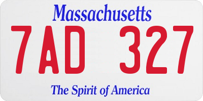 MA license plate 7AD327