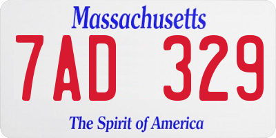 MA license plate 7AD329
