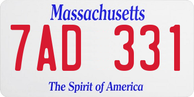 MA license plate 7AD331
