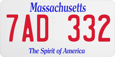 MA license plate 7AD332