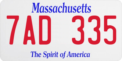 MA license plate 7AD335