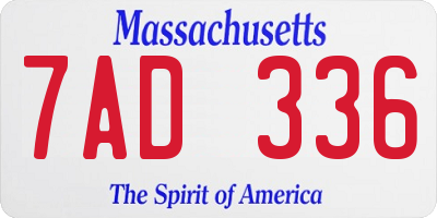 MA license plate 7AD336