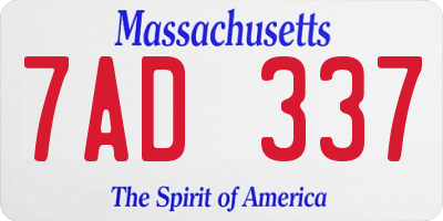 MA license plate 7AD337