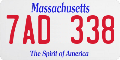 MA license plate 7AD338