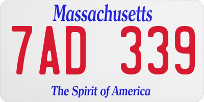 MA license plate 7AD339