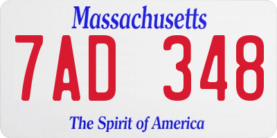 MA license plate 7AD348