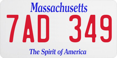 MA license plate 7AD349