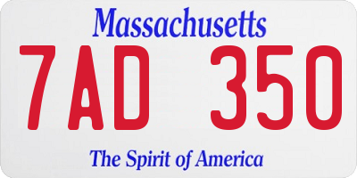 MA license plate 7AD350