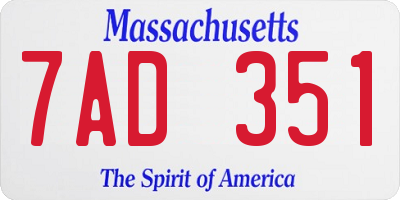MA license plate 7AD351