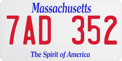 MA license plate 7AD352