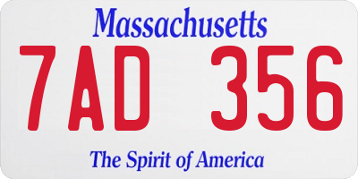MA license plate 7AD356