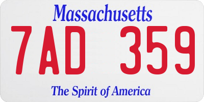 MA license plate 7AD359