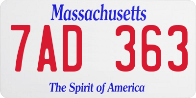 MA license plate 7AD363