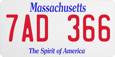 MA license plate 7AD366