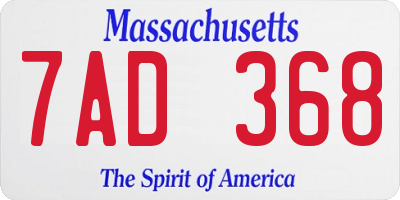 MA license plate 7AD368