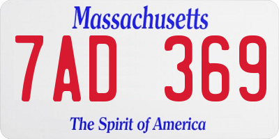 MA license plate 7AD369