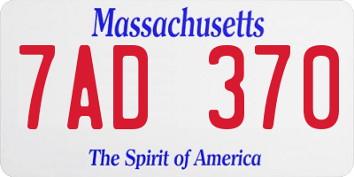MA license plate 7AD370