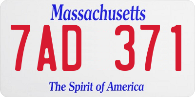 MA license plate 7AD371