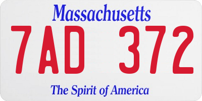 MA license plate 7AD372