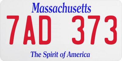 MA license plate 7AD373