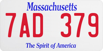 MA license plate 7AD379