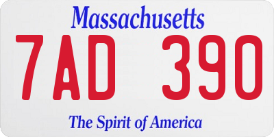 MA license plate 7AD390