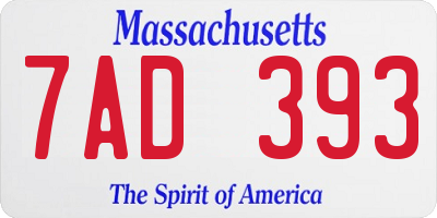 MA license plate 7AD393