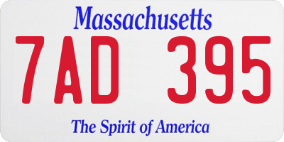 MA license plate 7AD395