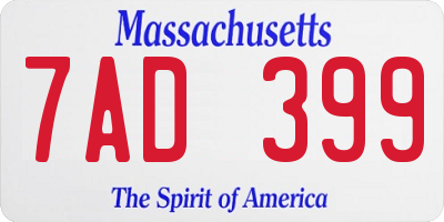 MA license plate 7AD399