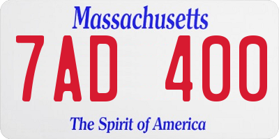 MA license plate 7AD400