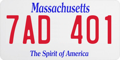 MA license plate 7AD401