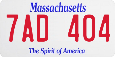 MA license plate 7AD404