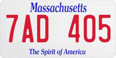 MA license plate 7AD405