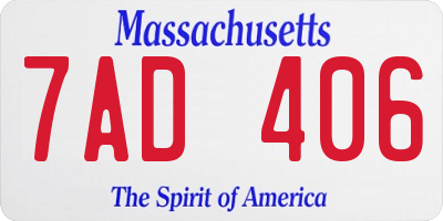MA license plate 7AD406