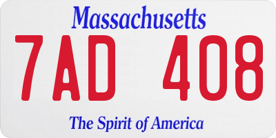 MA license plate 7AD408