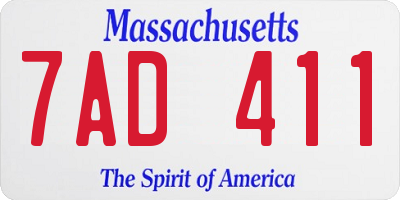 MA license plate 7AD411