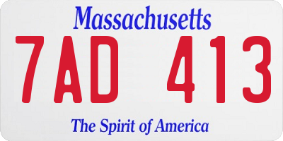 MA license plate 7AD413