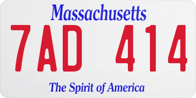 MA license plate 7AD414